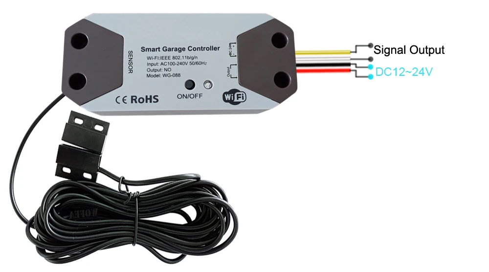 Wofea WiFi Smart Garage Door Opener Controller DC12 DC24V Wrok with Alexa and Google Home 2.4G APP NO Need Gateway