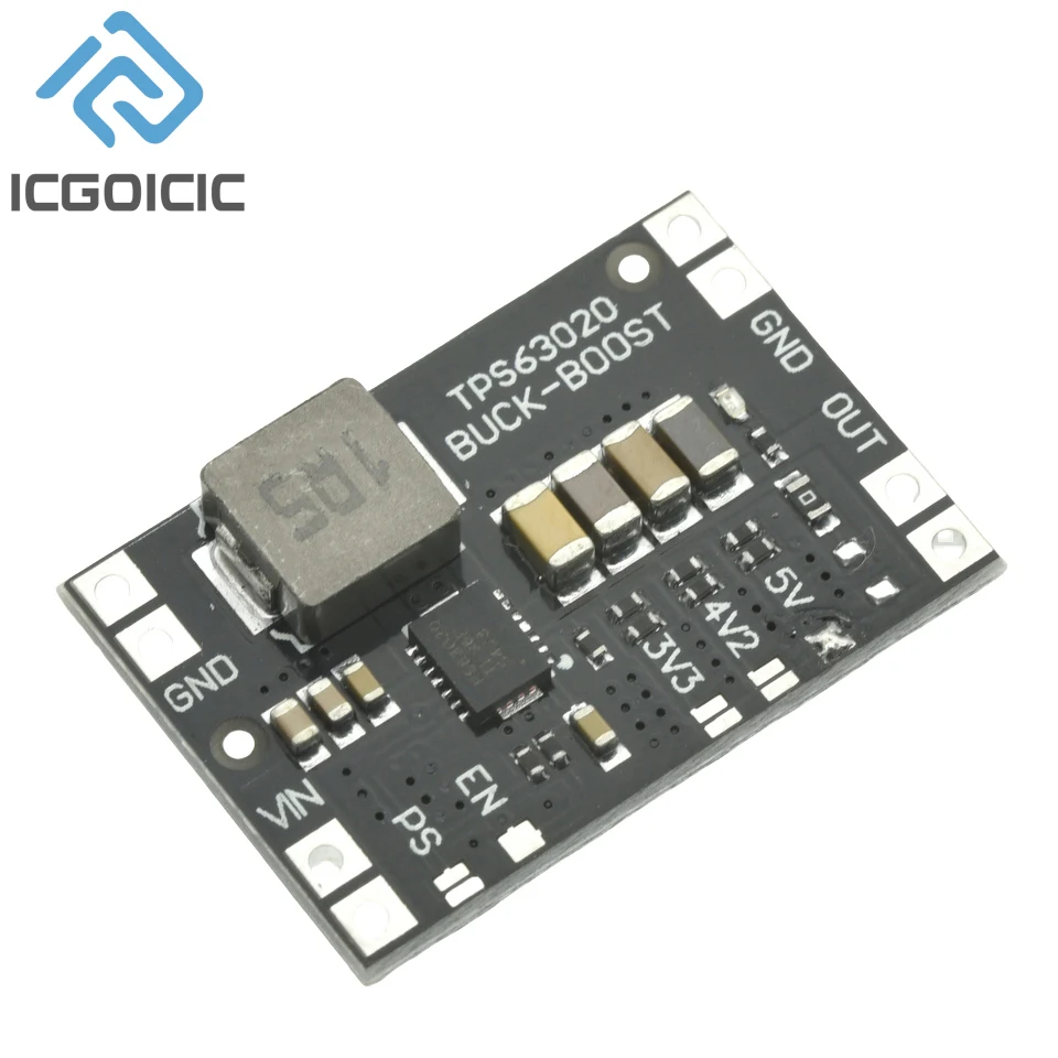 TPS63020 3.3V 4.2V 5V Lithium Battery Automatic Boost Buck Step Up Down Module XL63020 Microcontroller Power Low Ripple