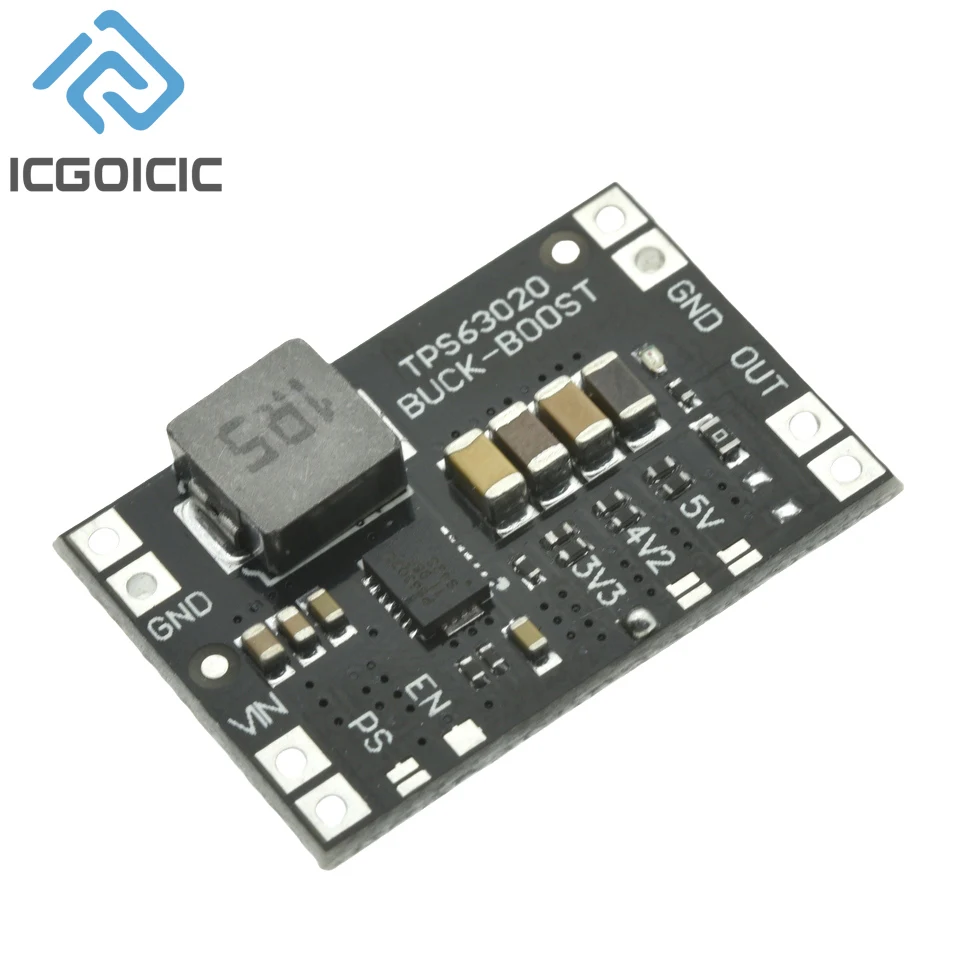 TPS63020 3.3V 4.2V 5V Lithium Battery Automatic Boost Buck Step Up Down Module XL63020 Microcontroller Power Low Ripple
