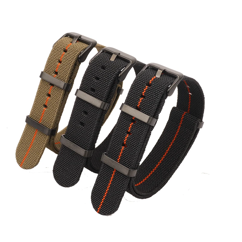 Washable Elastic Nylon Watchband For Seiko 60s French Troops Parachute Bag Nato Strap 18mm 20mm 22mm Outdoor Waterproof Bracelet