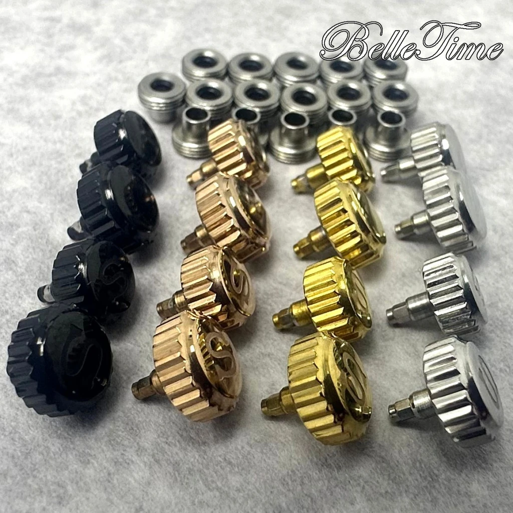 High Quality Watch Parts Silver/ Gold/ Black/ Rose Gold Logo S Watch Crown And Without S Crown For NH34 NH35 NH36 Movement
