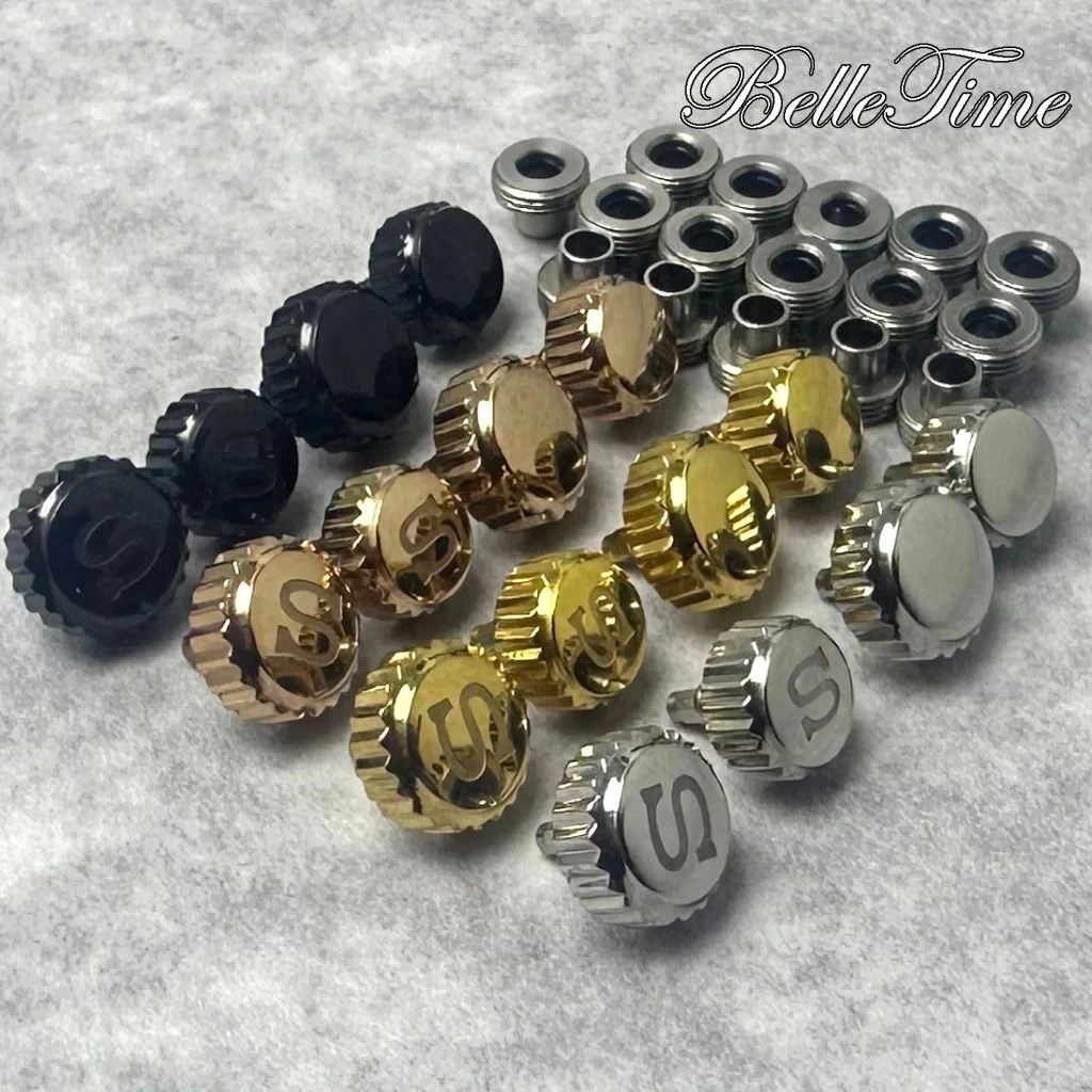 High Quality Watch Parts Silver/ Gold/ Black/ Rose Gold Logo S Watch Crown And Without S Crown For NH34 NH35 NH36 Movement