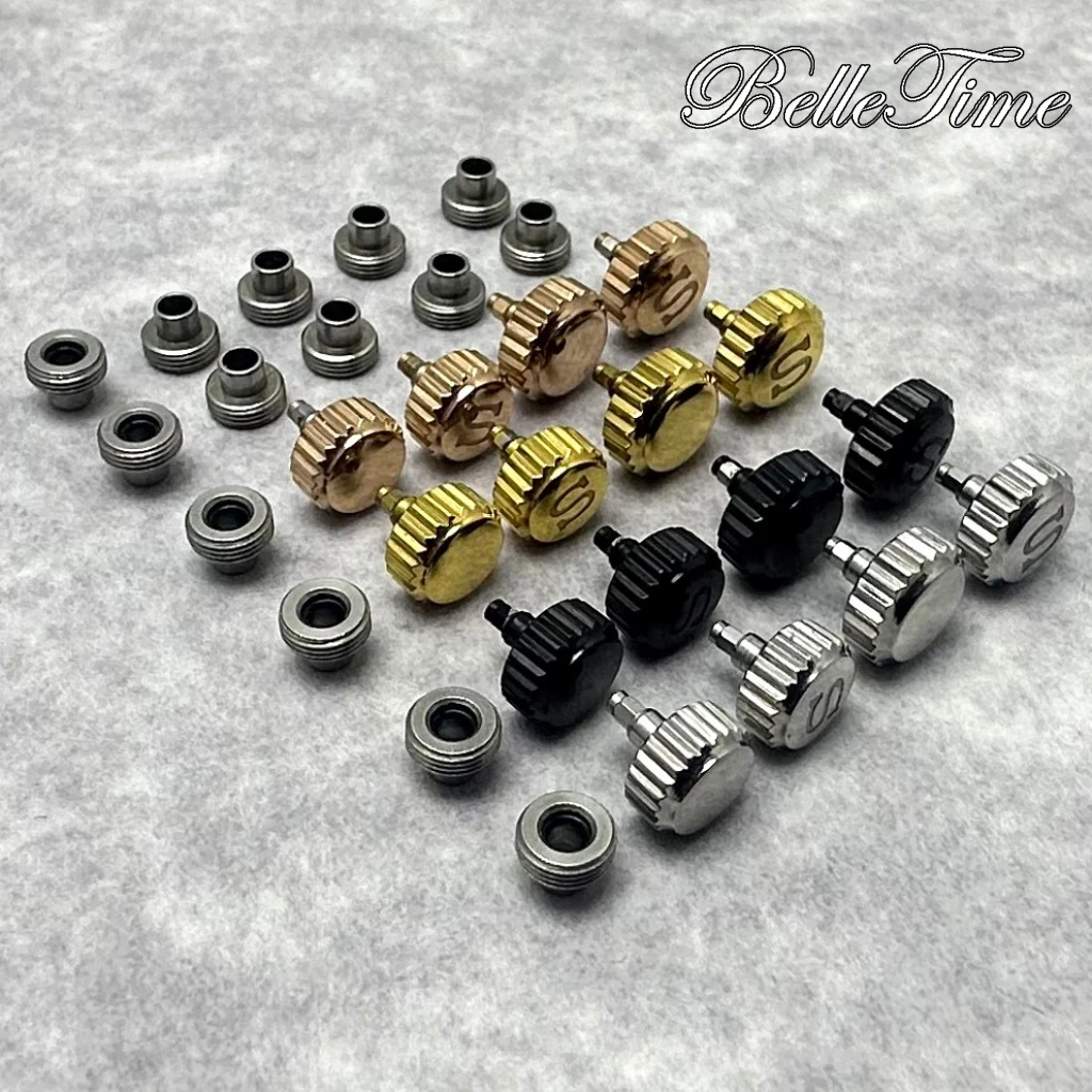 High Quality Watch Parts Silver/ Gold/ Black/ Rose Gold Logo S Watch Crown And Without S Crown For NH34 NH35 NH36 Movement