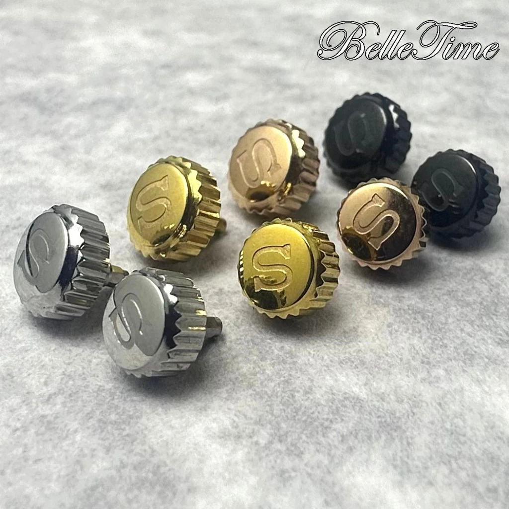 High Quality Watch Parts Silver/ Gold/ Black/ Rose Gold Logo S Watch Crown And Without S Crown For NH34 NH35 NH36 Movement