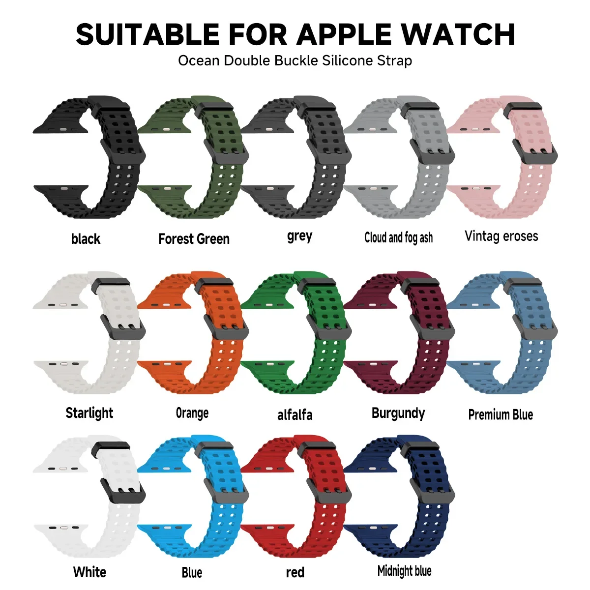 Ocean Strap For Apple Watch Band Ultra 4/3/2 49mm Series 12 11 10 46mm Sport Bracelet Wristband iWatch 9 8 7 SE 45mm 44mm Belt