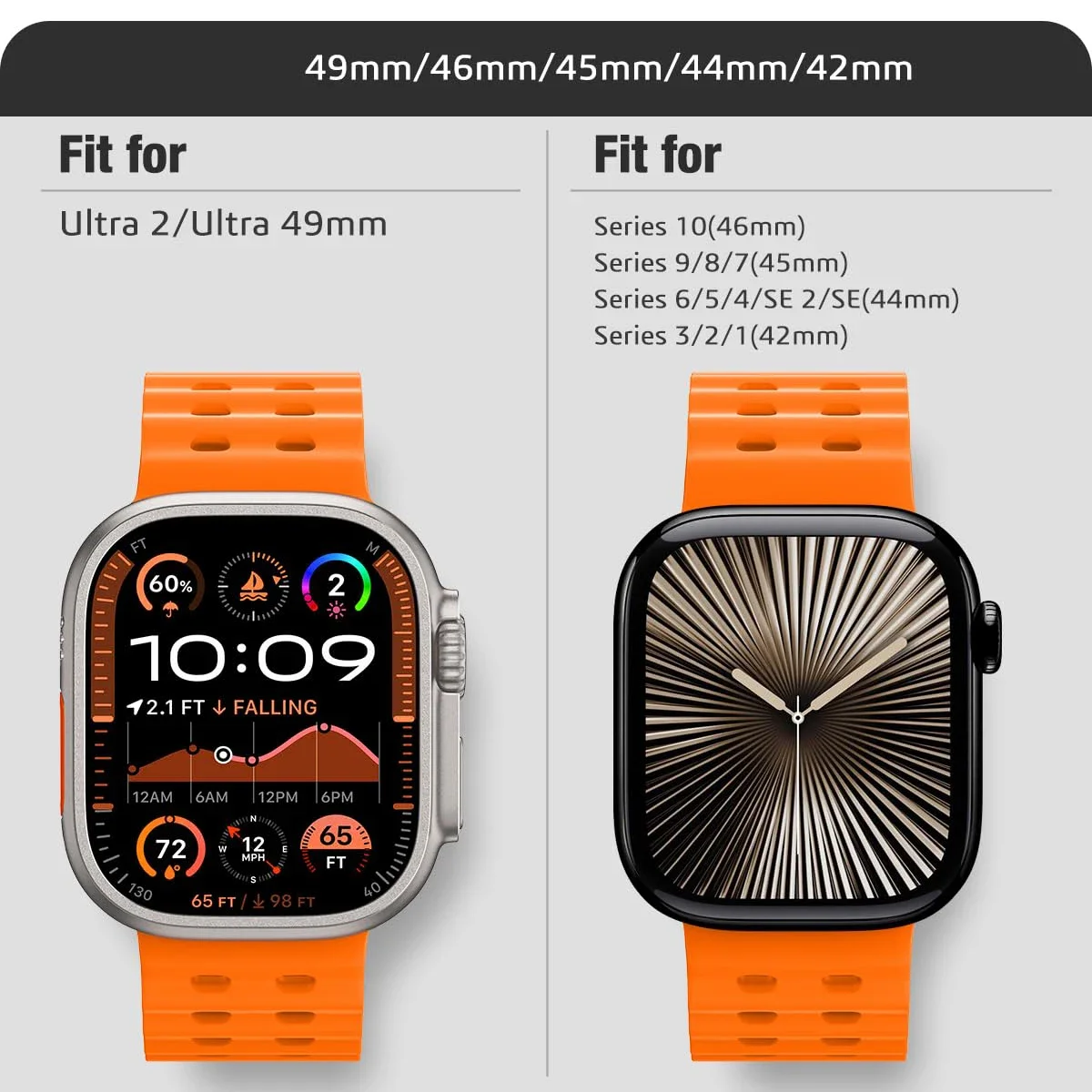 Ocean Strap For Apple Watch Band Ultra 4/3/2 49mm Series 12 11 10 46mm Sport Bracelet Wristband iWatch 9 8 7 SE 45mm 44mm Belt