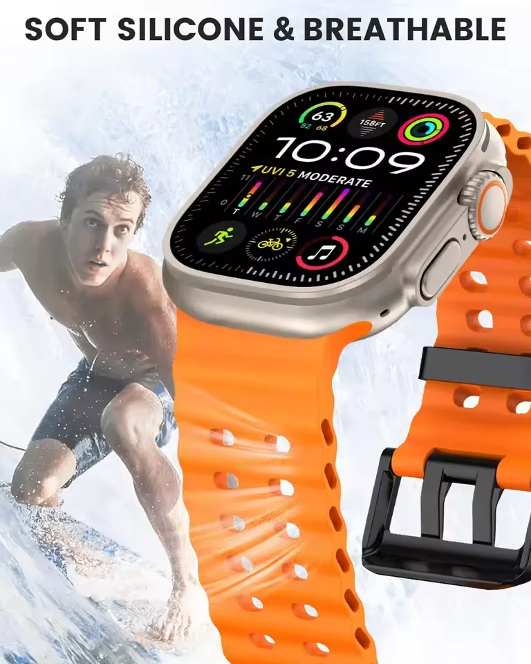 Ocean Strap For Apple Watch Band Ultra 4/3/2 49mm Series 12 11 10 46mm Sport Bracelet Wristband iWatch 9 8 7 SE 45mm 44mm Belt