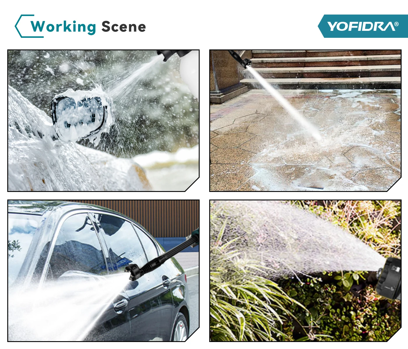 YOFIDRA 3500W 200Bar Brushless High Pressure Car Wash Washer Gun Cordless Generator Cleaning Machine For Makita 21V Battery Pin