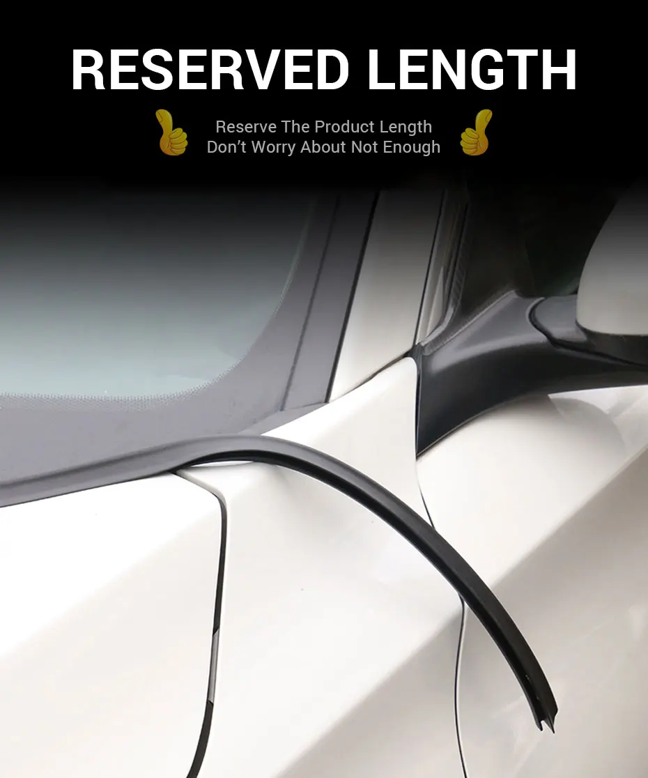 1.8m Car Rubber Seal Spoiler Strip Auto Front Rear Windshield Spoiler Front Window Hood Sealing Trim Auto Windshield Accessories