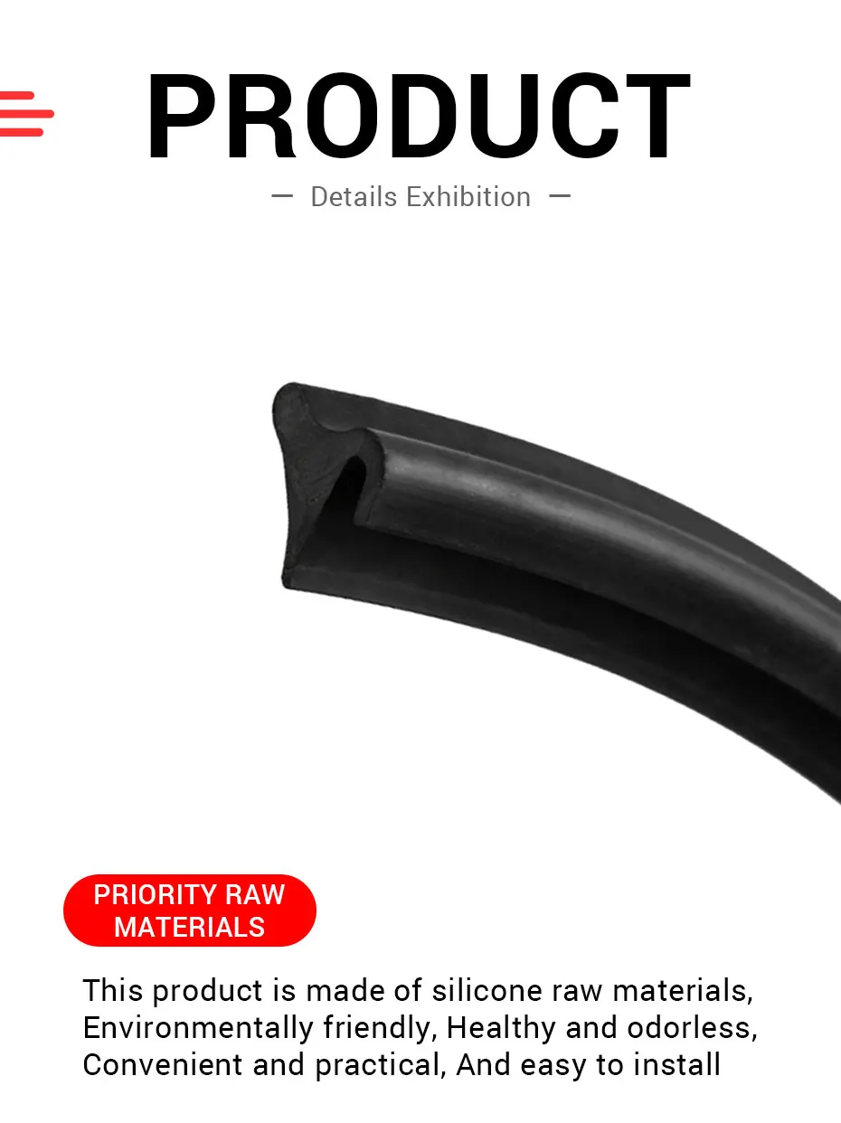 1.8m Car Rubber Seal Spoiler Strip Auto Front Rear Windshield Spoiler Front Window Hood Sealing Trim Auto Windshield Accessories