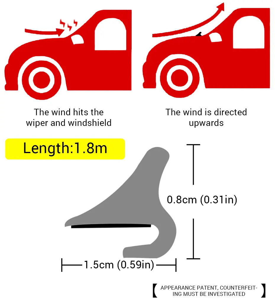 1.8m Car Rubber Seal Spoiler Strip Auto Front Rear Windshield Spoiler Front Window Hood Sealing Trim Auto Windshield Accessories