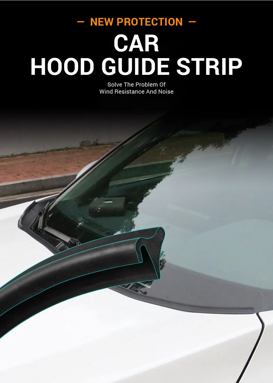 1.8m Car Rubber Seal Spoiler Strip Auto Front Rear Windshield Spoiler Front Window Hood Sealing Trim Auto Windshield Accessories