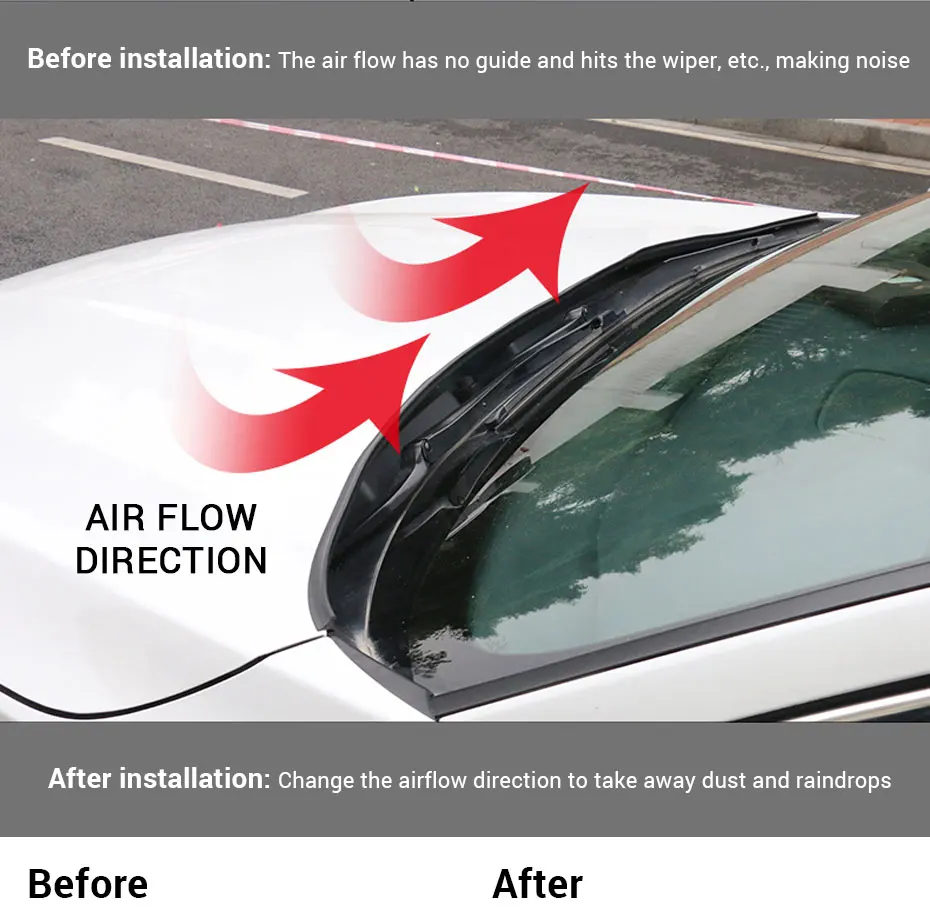 1.8m Car Rubber Seal Spoiler Strip Auto Front Rear Windshield Spoiler Front Window Hood Sealing Trim Auto Windshield Accessories
