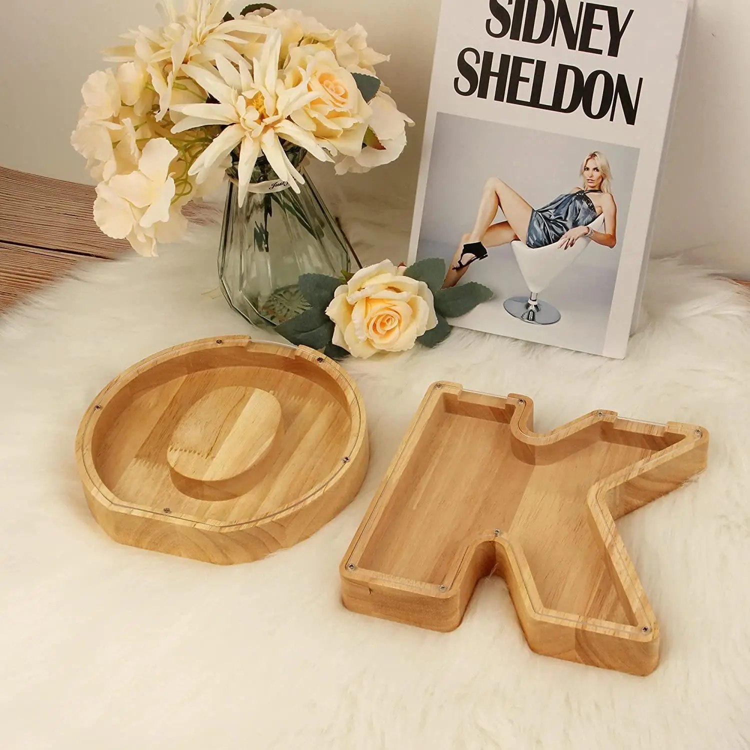 Twenty-six English Alphabet Moneybox Coin Money Piggy Bank Wooden Letter Saving Box Desktop Ornament Home Decor Crafts For Kids