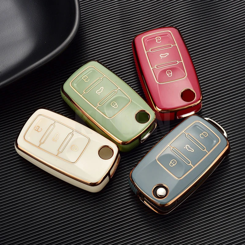 TPU Car Key Case Cover Holder Shell For VW Volkswagen Polo Golf Passat Beetle Caddy Tiguan Skoda Octavia Kodiaq Seat Leon Altea