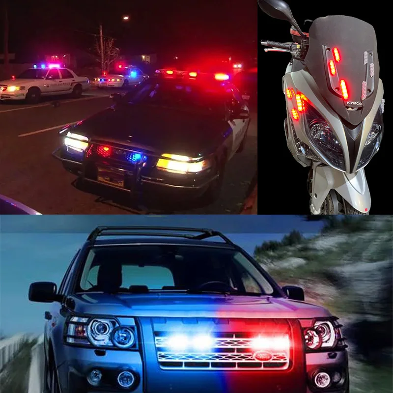2Pcs LED Lights Car Strobe Signal Lights Strobe Safety Signal Lamp Assembly 12V Car Motorcycles Flasher Auto Accessories