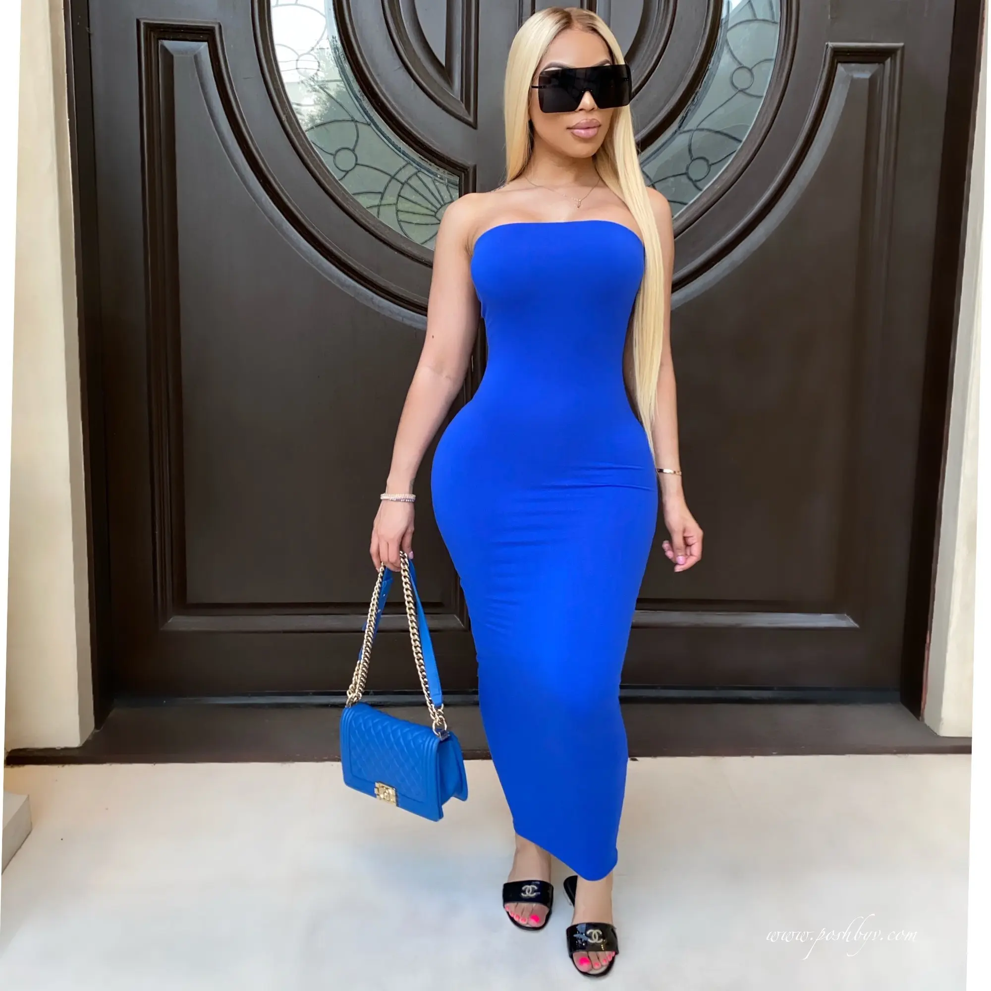 Summer Women's Sexy Sleeveless Chest Wrapped Long Beach Dress