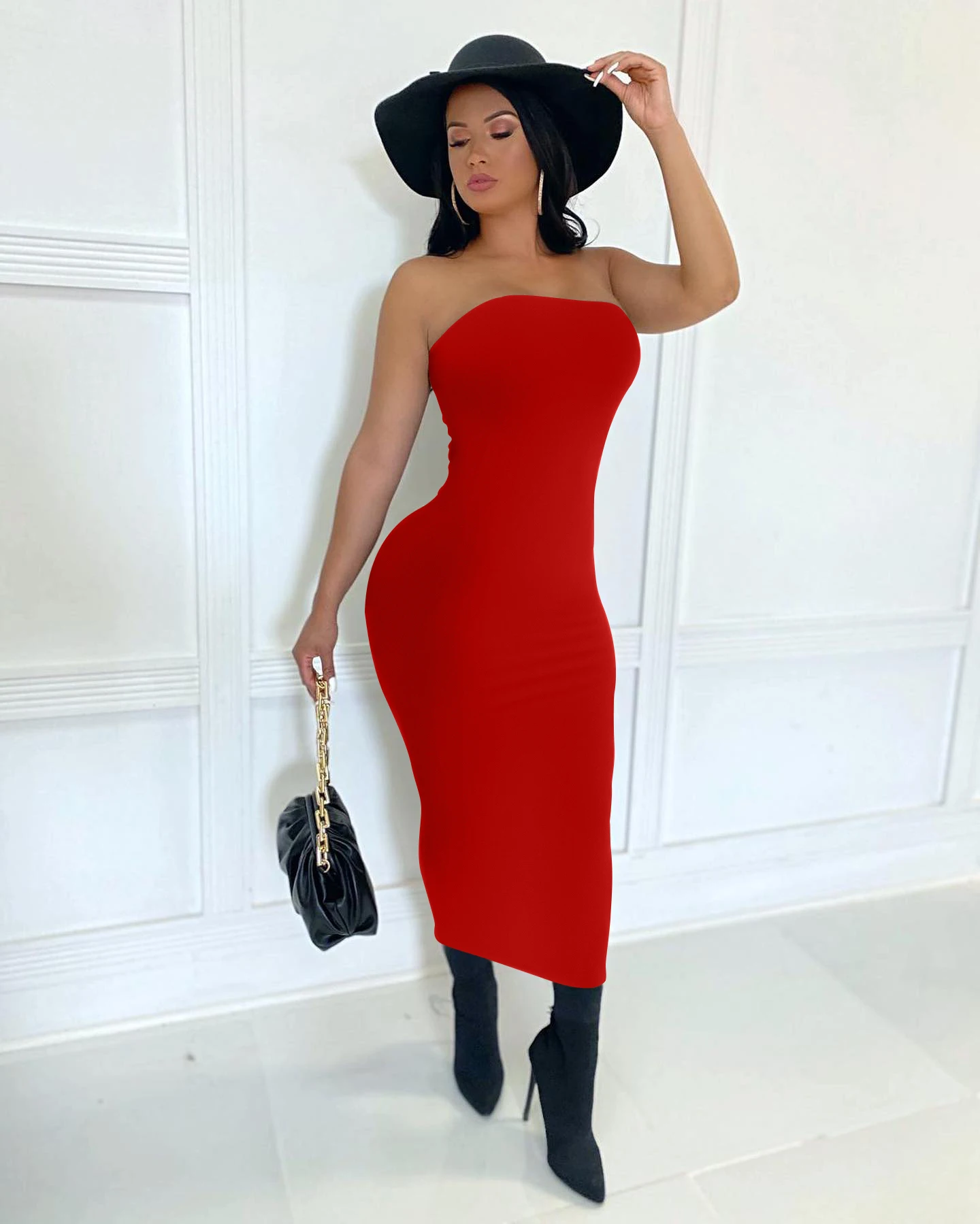 Summer Women's Sexy Sleeveless Chest Wrapped Long Beach Dress