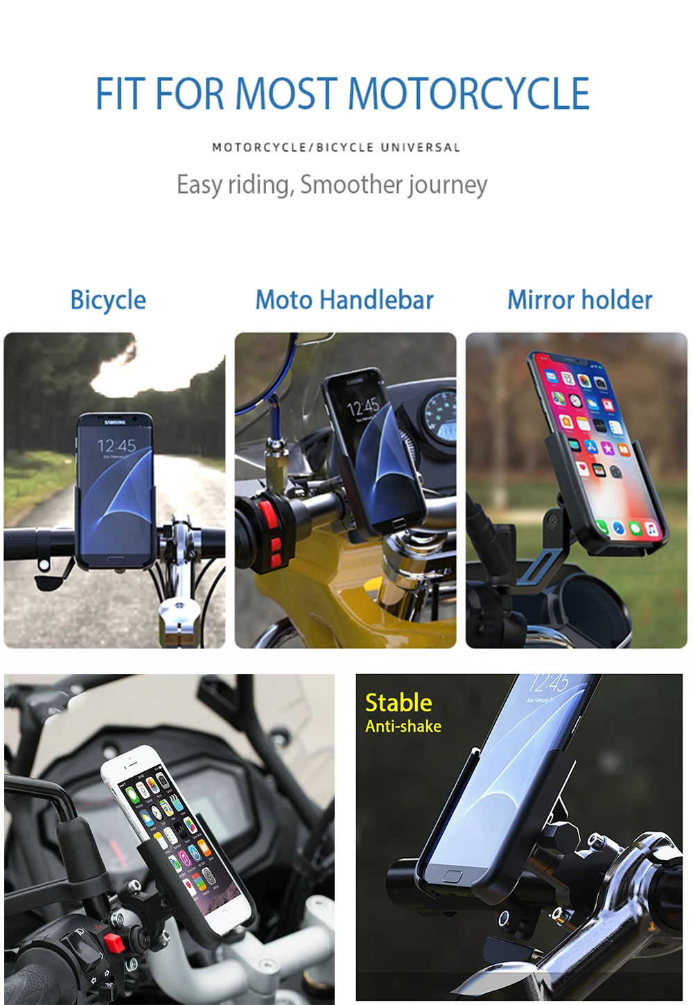 For VESPA Piaggio GTS GTV LX LXV LT PX PRIMAVERA 50 125 150 200 250 300 300ie Handlebar Mobile Phone Holder GPS Stand Bracket