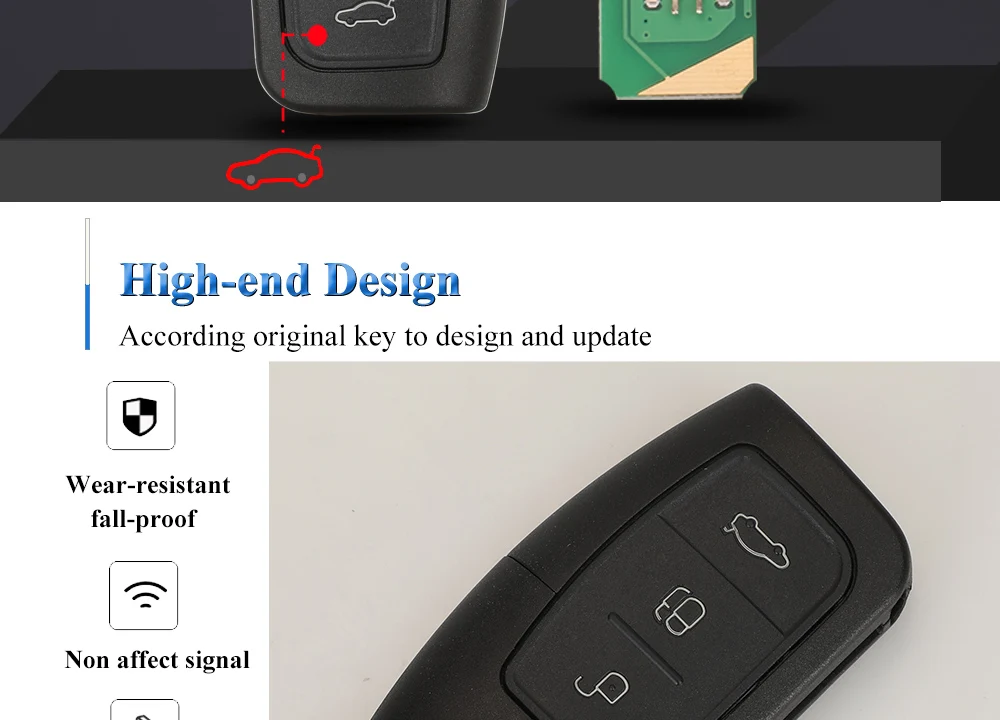 Jingyuqin 315/433MHz 4D63 4D60 Car Remote Key for Ford Fusion Focus Mondeo Fiesta Galaxy HU101 FO21 Blade Vehicle Flip Keys