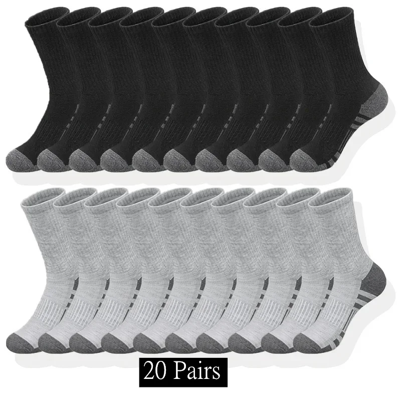 10/20/30 Pairs Men's Classic Crew Socks Unisex Sports Socks for Men Running Basketball Anti-slip Outdoor Breathable Man Socks