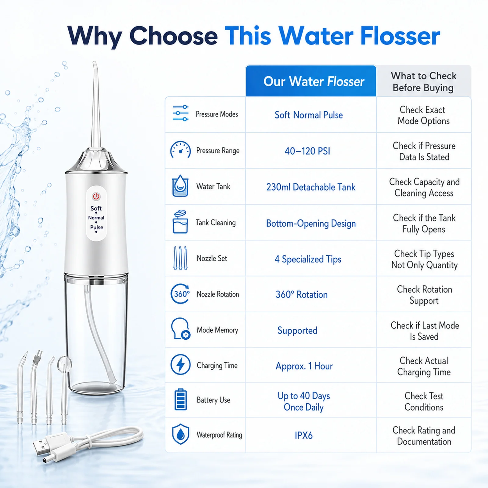 Powerful Water Oral Irrigation Irrigator Jet Ultrasound Air Ipx7 Waterproof Mouthwash Machines Dental Floss Flosser Irigator