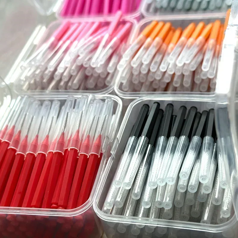 80/160 Pcs/Box I-type push pull interdental brush 0.6-1.5Mm Cleaning Between Teeth Oral Care Orthodontic I Shape Tooth Floss