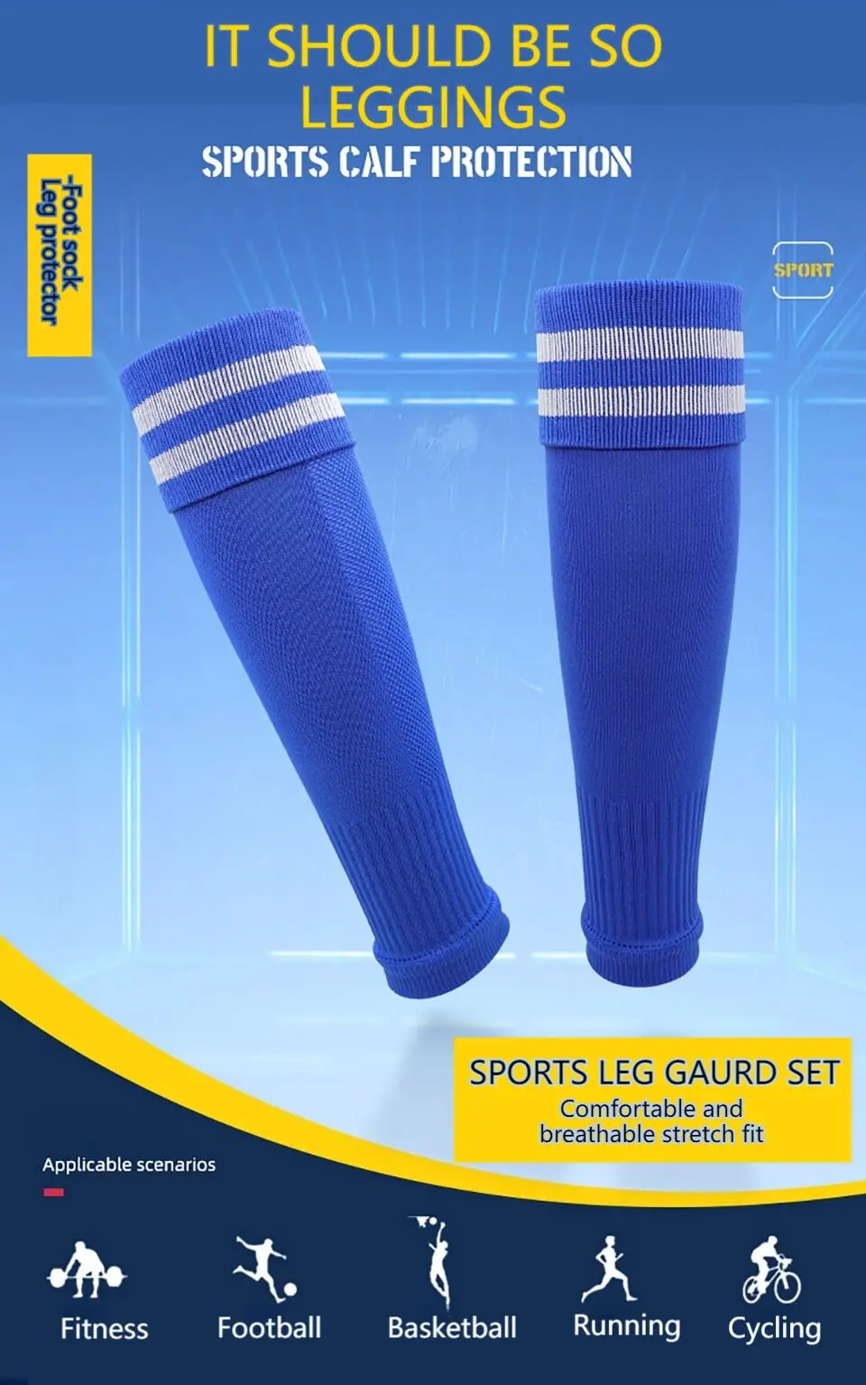 1Pair Knee Over Football Leg Guards Socks Breathable Comfort Calf Long Sock Adult Children Soccer Sports Shin Guards Leg Covers