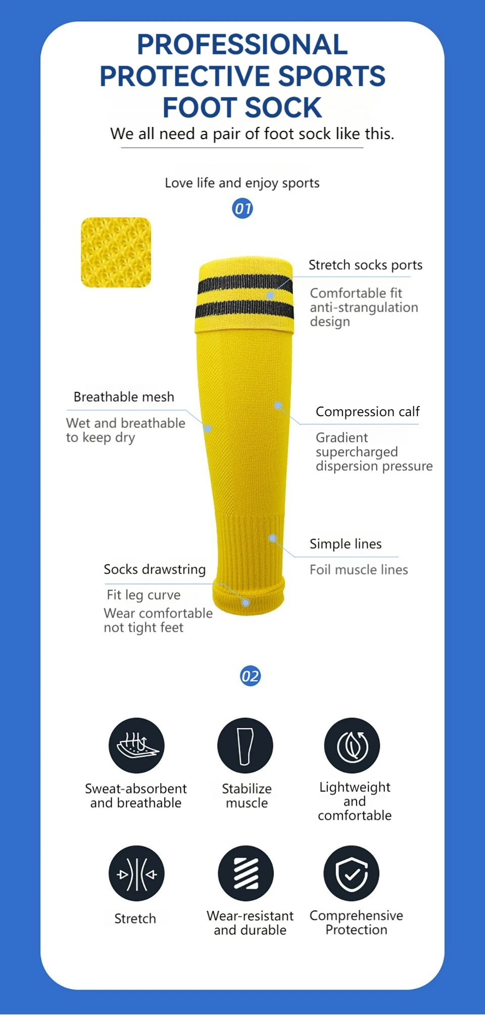 1Pair Knee Over Football Leg Guards Socks Breathable Comfort Calf Long Sock Adult Children Soccer Sports Shin Guards Leg Covers