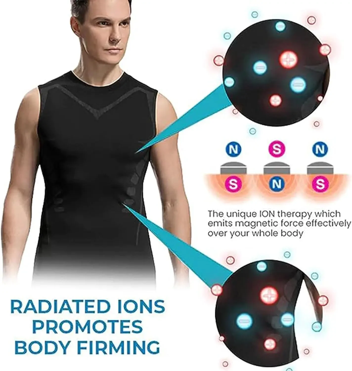 Men's Slimming Vest Ionic Compression Shirt Ice-Silk Cooling Body Shaper Tank Top Tummy Control Quick-Dry Fitness Shirts