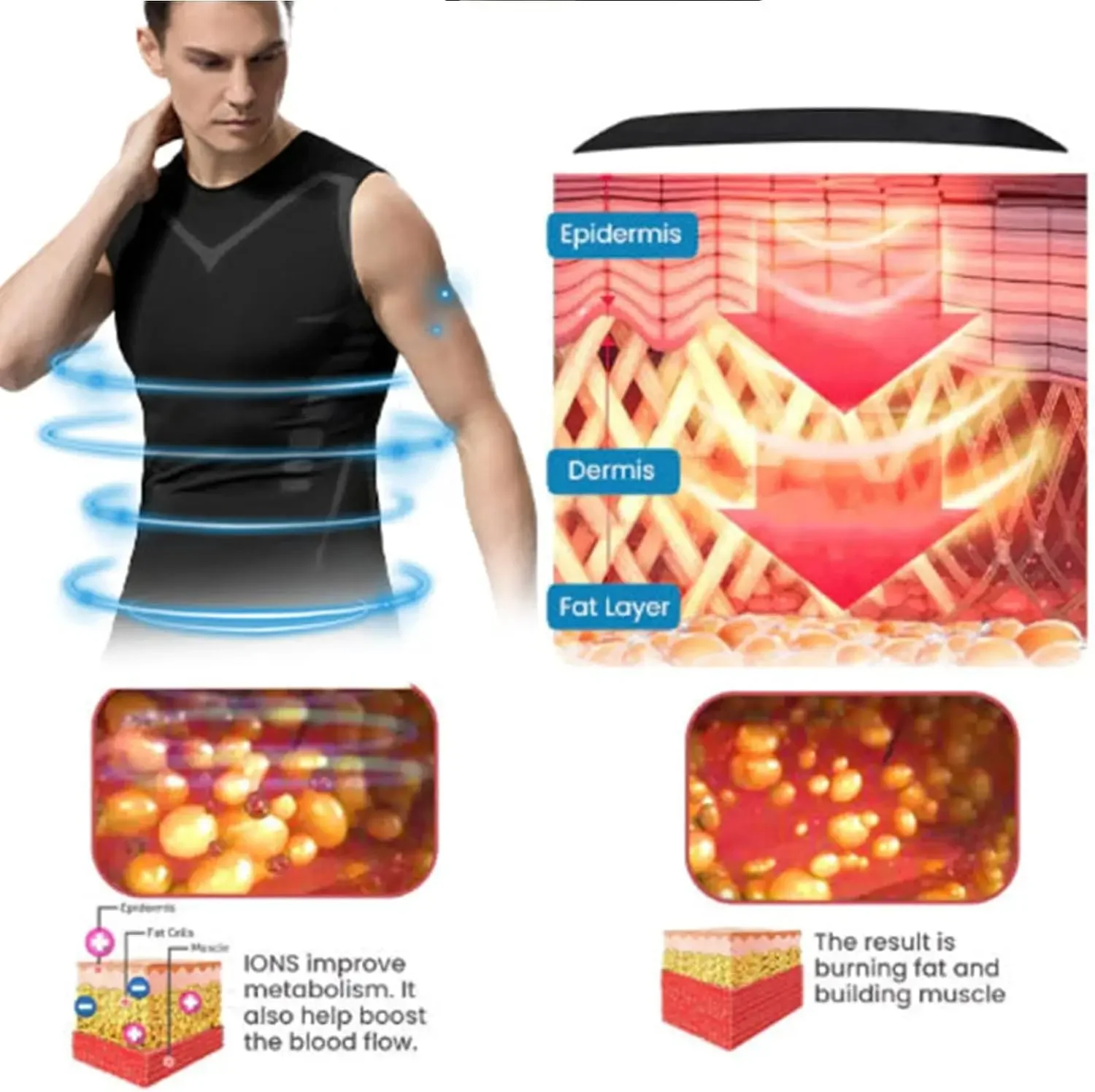 Men's Slimming Vest Ionic Compression Shirt Ice-Silk Cooling Body Shaper Tank Top Tummy Control Quick-Dry Fitness Shirts