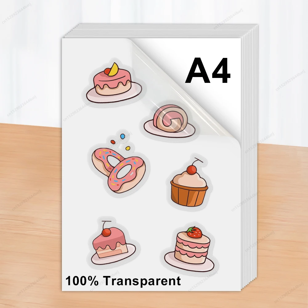100% Transparent Printable Vinyl Sticker Paper Self-adhesive 10 Sheets A4 Glossy White Copy Paper DIY Labels for Inkjet Printer