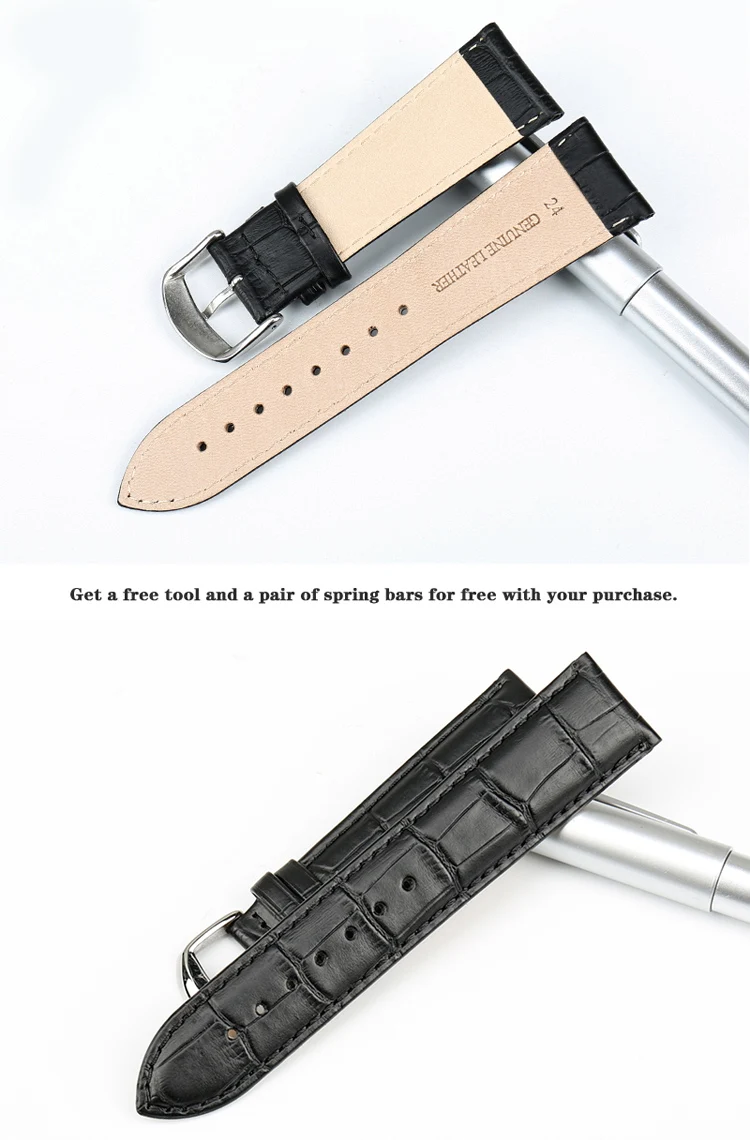 MAIKES New Watch Bracelet Belt Black Watchbands Genuine Leather Strap Watch Band 18mm 20mm 22mm Watch Accessories Wristband