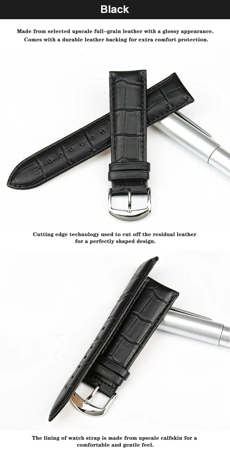 MAIKES New Watch Bracelet Belt Black Watchbands Genuine Leather Strap Watch Band 18mm 20mm 22mm Watch Accessories Wristband