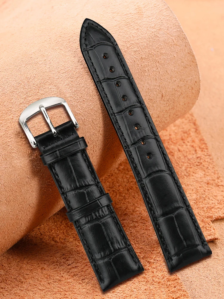 MAIKES New Watch Bracelet Belt Black Watchbands Genuine Leather Strap Watch Band 18mm 20mm 22mm Watch Accessories Wristband