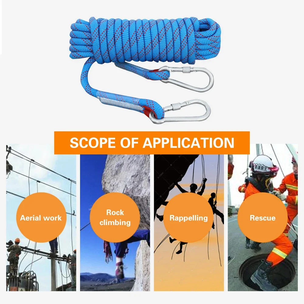 15M/25M/35M Outdoor Static Rope Tomshoo 10mm Climbing Rope for Fire Rescue Safety Escape Climbing Attachment Rugged and Safe
