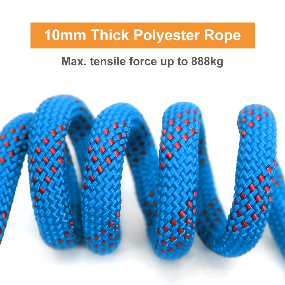 15M/25M/35M Outdoor Static Rope Tomshoo 10mm Climbing Rope for Fire Rescue Safety Escape Climbing Attachment Rugged and Safe