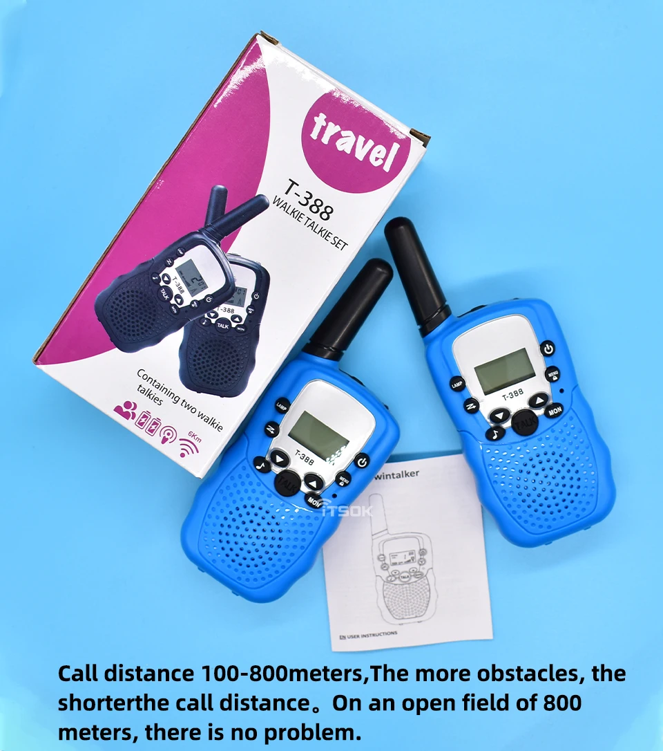 Itsok T388 Long Range Walkie Talkie for Kids FRS 22CH Free License Two Way Radio PMR 8CH Communicator