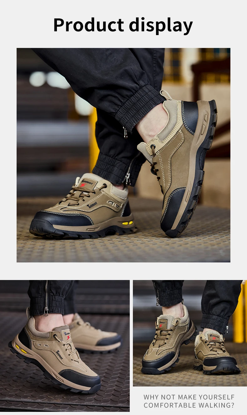 New Men's Safety Shoes, Puncture Resistant Work Shoes, Men's Protective Shoes, Wear-Resistant Work Boots Tactical Boots