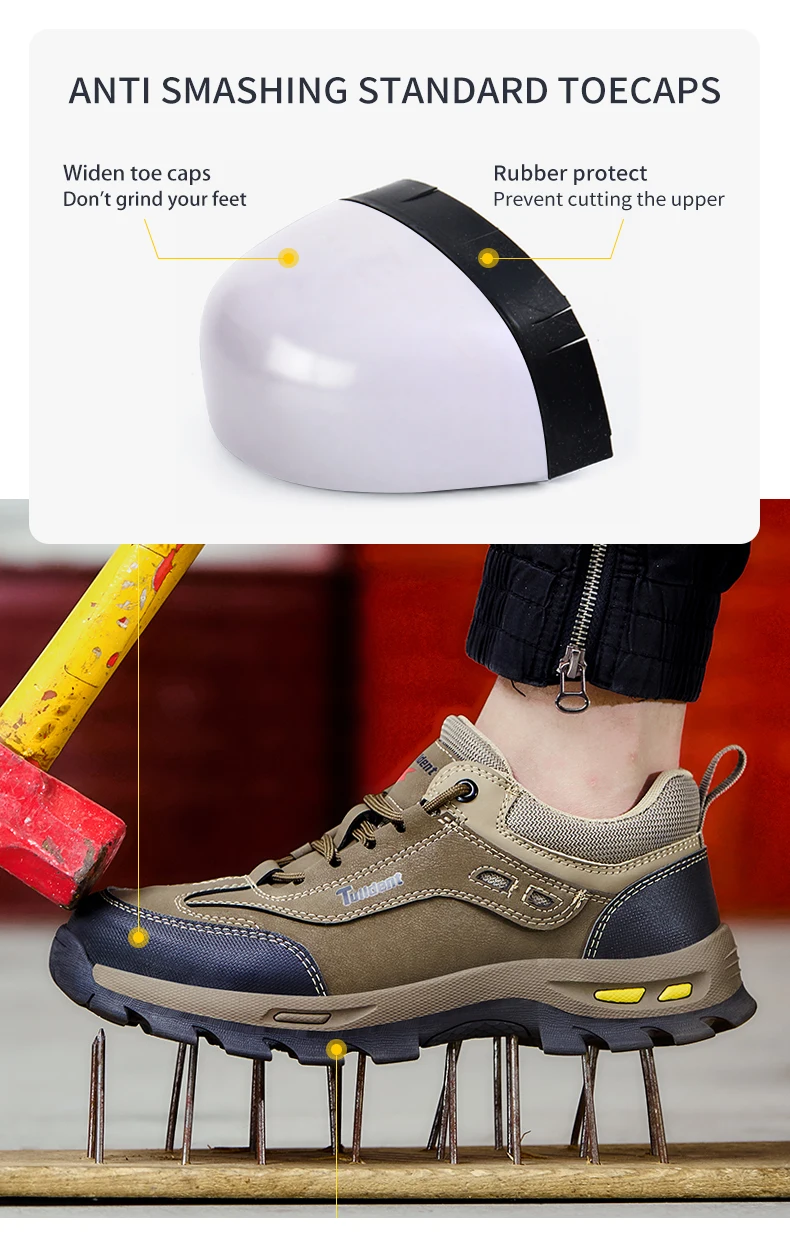 New Men's Safety Shoes, Puncture Resistant Work Shoes, Men's Protective Shoes, Wear-Resistant Work Boots Tactical Boots
