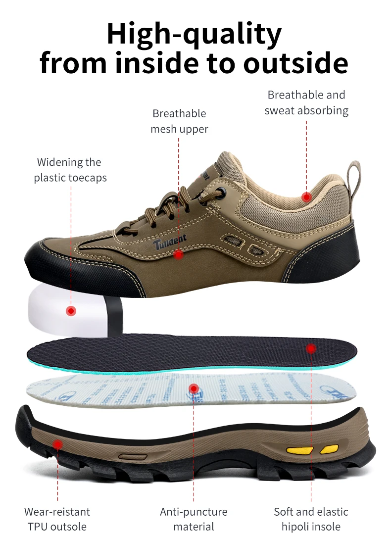 New Men's Safety Shoes, Puncture Resistant Work Shoes, Men's Protective Shoes, Wear-Resistant Work Boots Tactical Boots