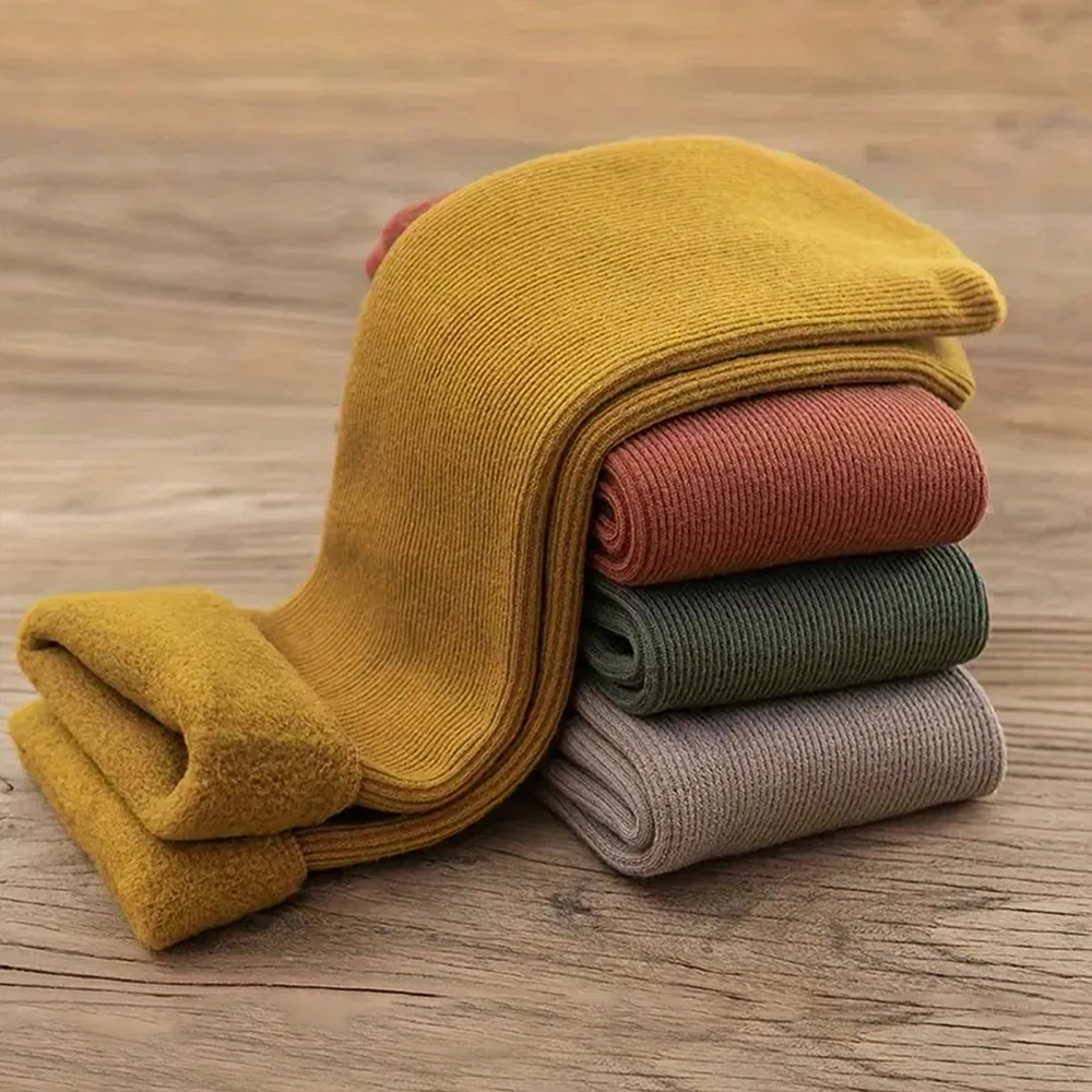 4 Pairs Winter Warm Solid Women Socks Thicken Thermal Socks Black Skin Seamless Snow Sock Unisex Socks