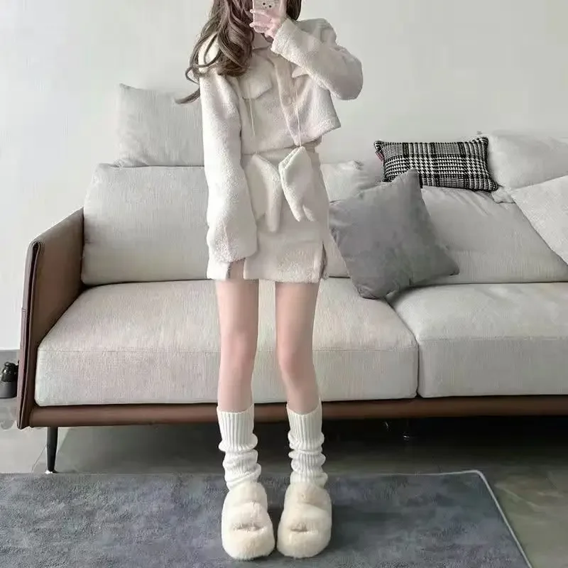 42/52/72cm Leg Warmers Lolita Socks Y2K Knitted Warm Foot Cover White Black Warmer Lady Autumn Winter Crochet Sock Boot Cuffs