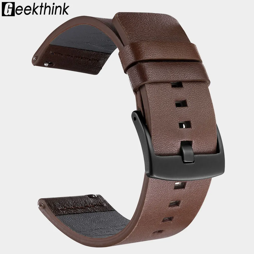 20mm 22mm Leather Strap for Samsung Galaxy Watch 7 6 5 4 6Classic Bracelet for Huawei Watch GT5 3 4Pro Band 18mm 24mm Watchband