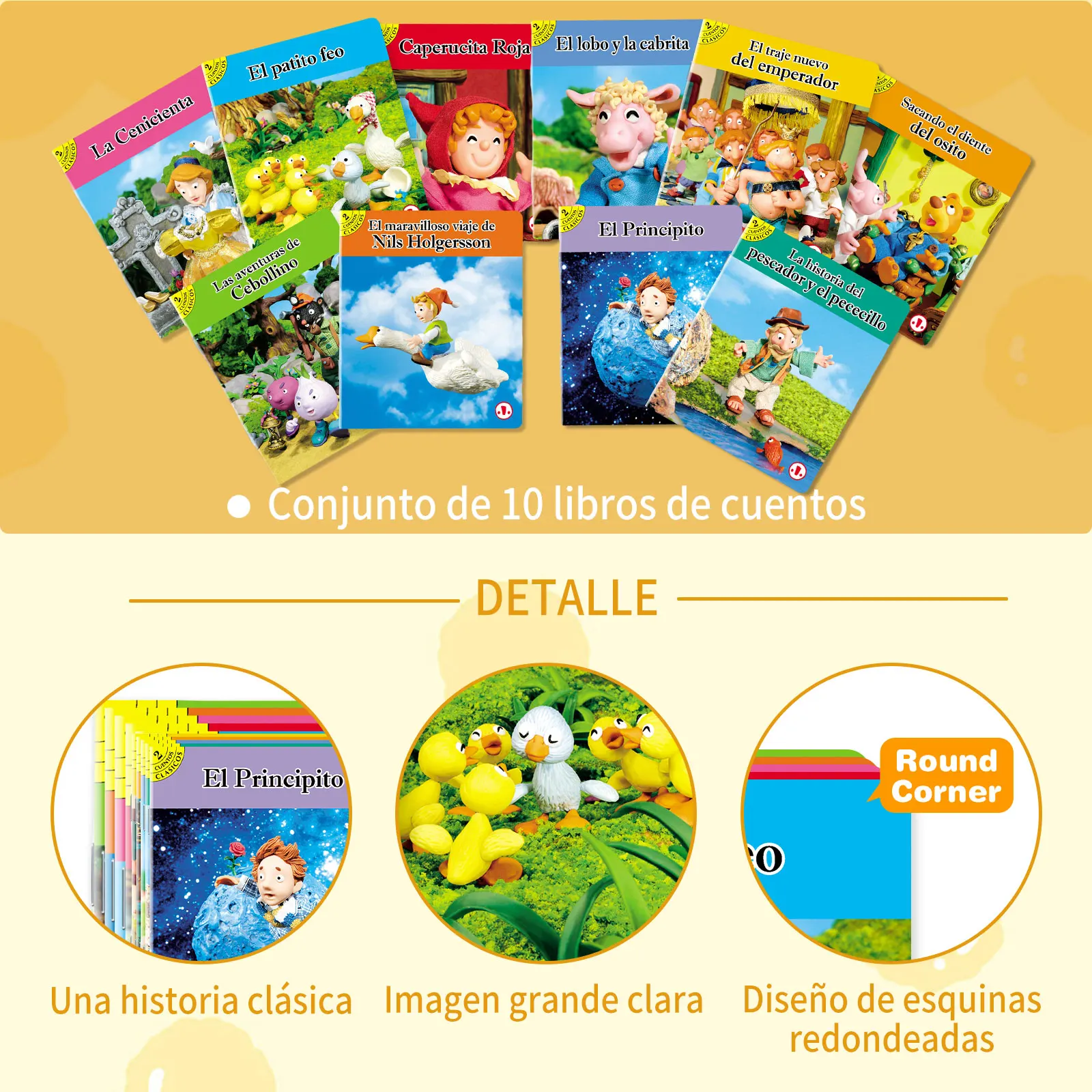 10 fairy tale books in Spanish, a set of Libros bedtime stories to read with colorful content for preschool learning