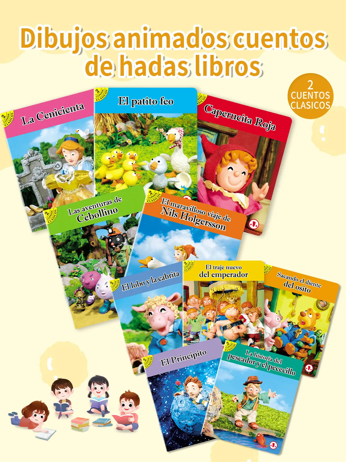 10 fairy tale books in Spanish, a set of Libros bedtime stories to read with colorful content for preschool learning