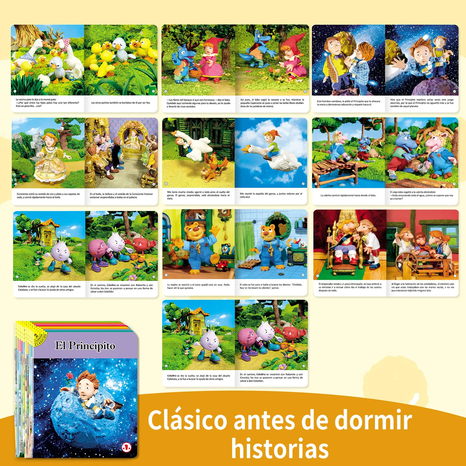 10 fairy tale books in Spanish, a set of Libros bedtime stories to read with colorful content for preschool learning