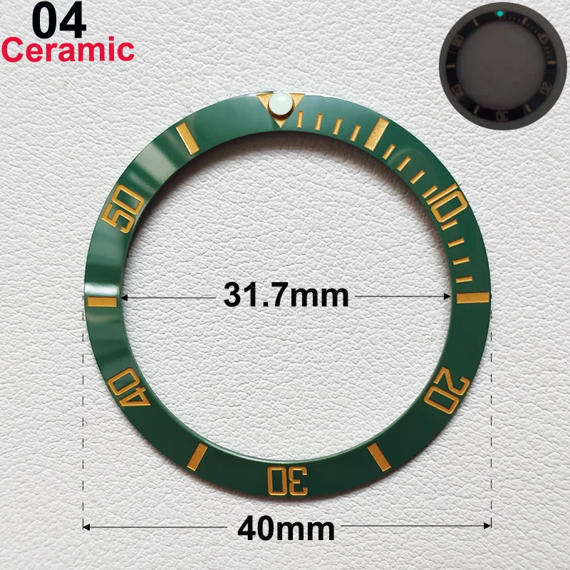 40mm * 31.7mm Ceramic Watch Tilt Bezel Insert Fit 42mm to 44mm Diving GMT Yacht Sea Dweller Watch Cases Watch Ring Accessories