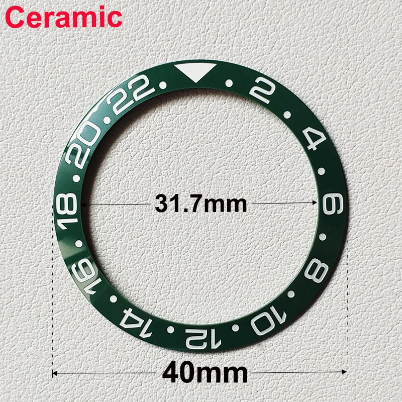 40mm * 31.7mm Ceramic Watch Tilt Bezel Insert Fit 42mm to 44mm Diving GMT Yacht Sea Dweller Watch Cases Watch Ring Accessories