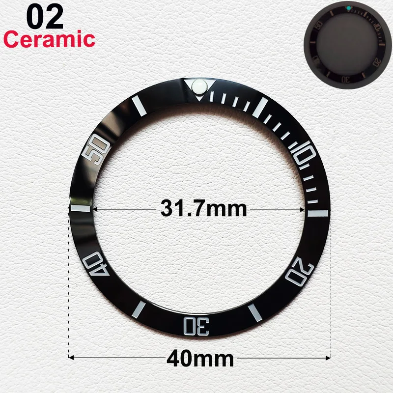 40mm * 31.7mm Ceramic Watch Tilt Bezel Insert Fit 42mm to 44mm Diving GMT Yacht Sea Dweller Watch Cases Watch Ring Accessories
